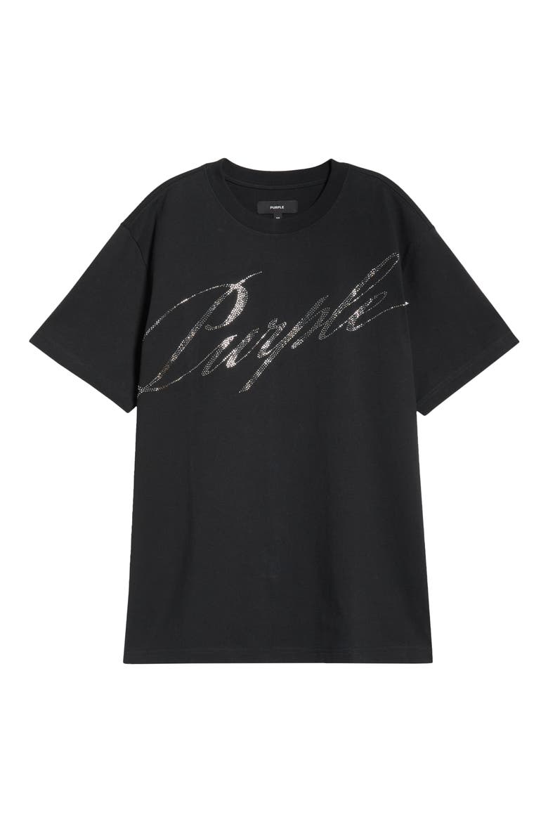 Crystal Embellished Logo Graphic T-Shirt, Alternate, color, BLACK