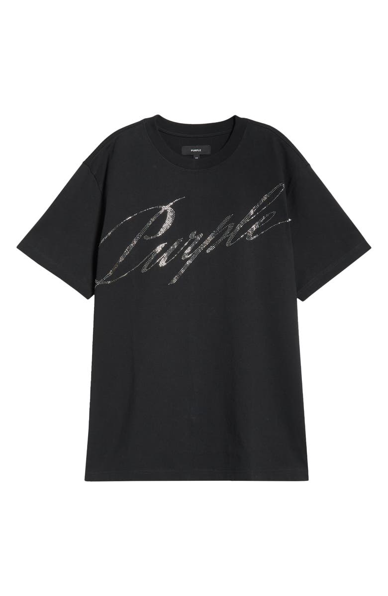 PURPLE BRAND Crystal Embellished Logo Graphic T-Shirt, Main, color, Black