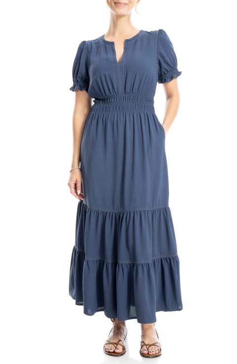 Tiered Crepe Maxi Dress
