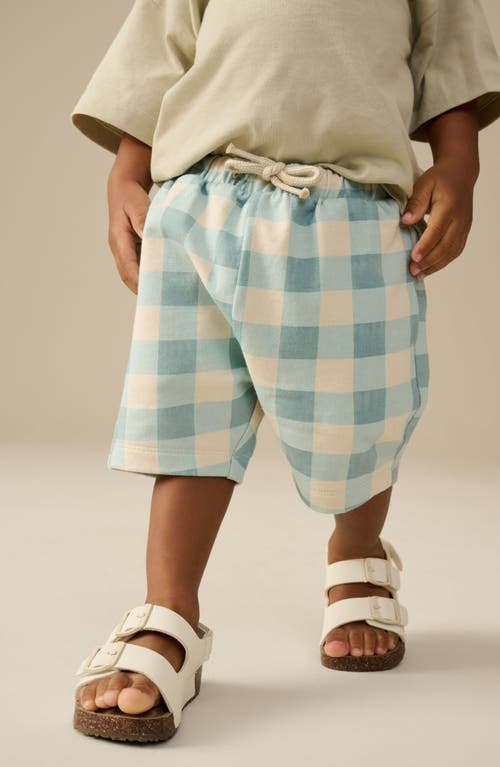 Next Kids' Gingham Cotton Jersey Drawstring Shorts In White