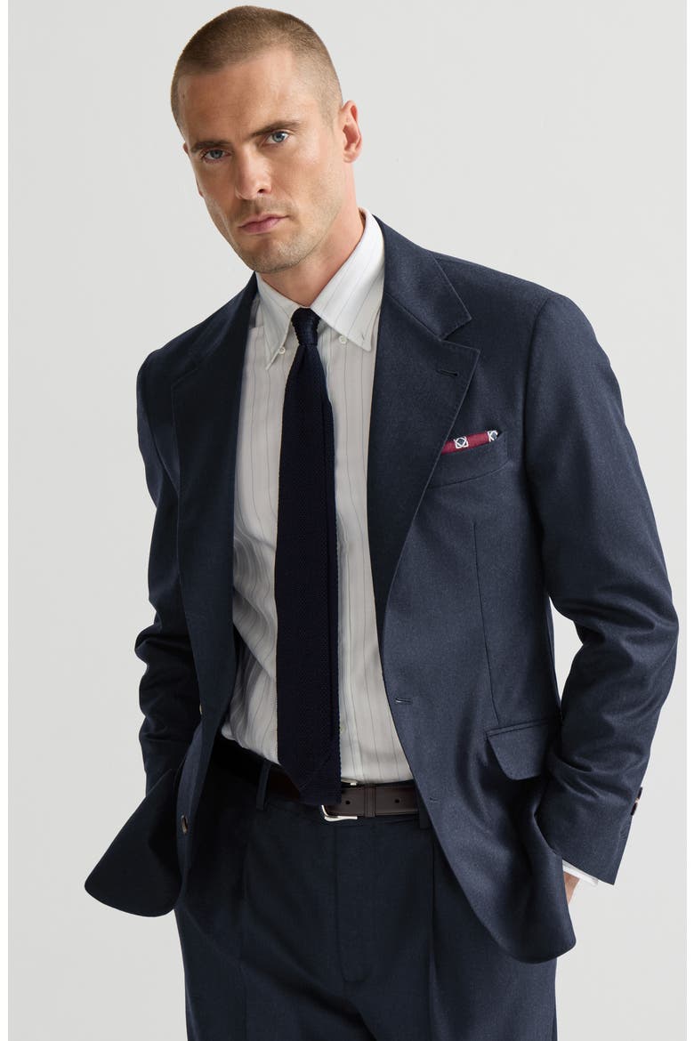 Virgin wool flannel deconstructed Cavallo blazer, Alternate, color, Marine