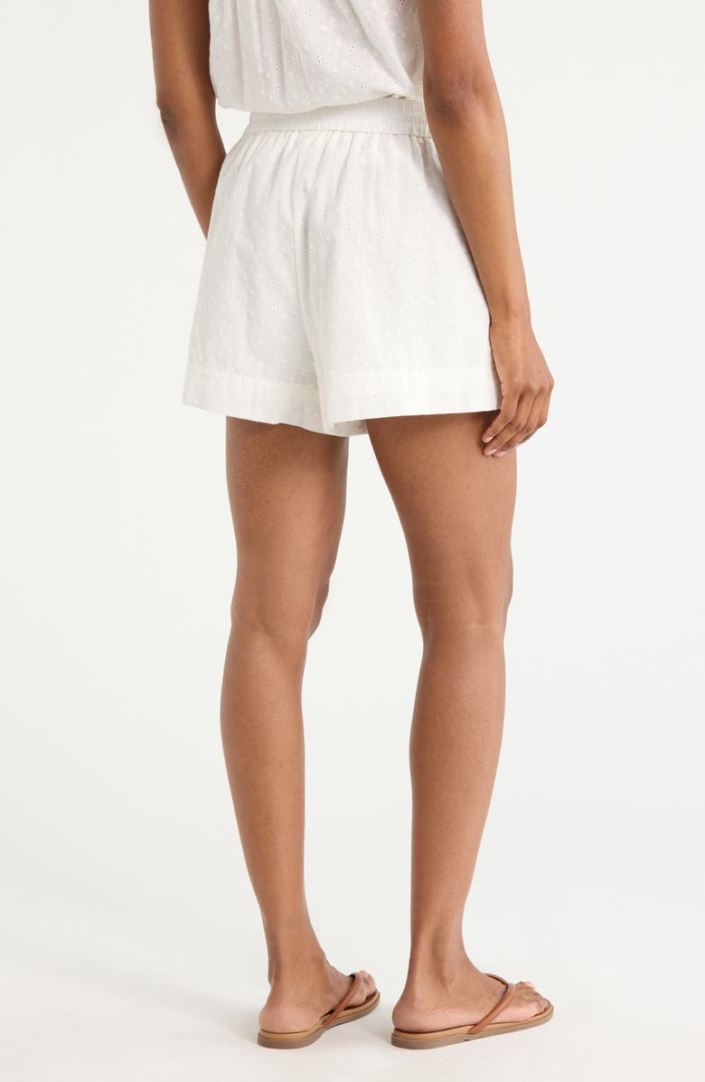 Melrose and Market Cotton Eyelet Shorts, Alternate, color, Ivory Egret