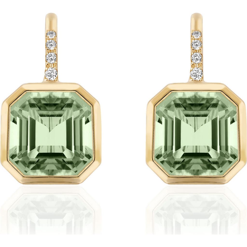 GOSHWARA Gossip Asscher-Cut Semiprecious Stone & Diamond Drop Earrings in Translucent Green  product