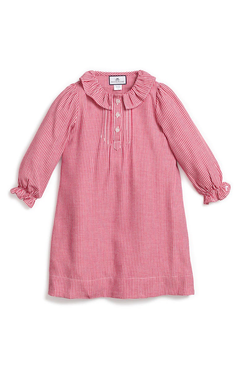 Petite Plume Victoria Gingham Long Sleeve Nightgown, Main, color,