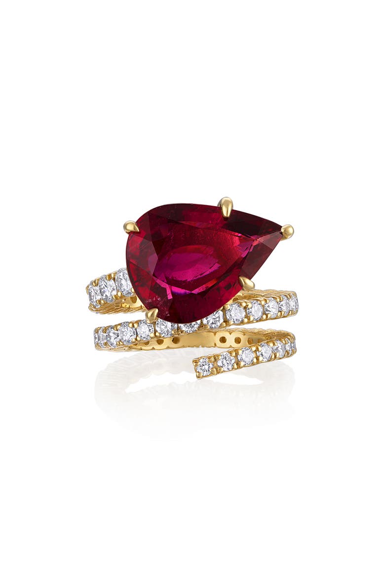Rubellite & Diamond Spiral Ring, Alternate, color, 18K YELLOW GOLD