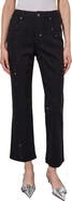 Ming Wang Crystal Front Flared Ankle Jeans