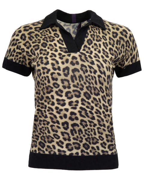 Leopard Womens Merino Silk Cashmere Polo