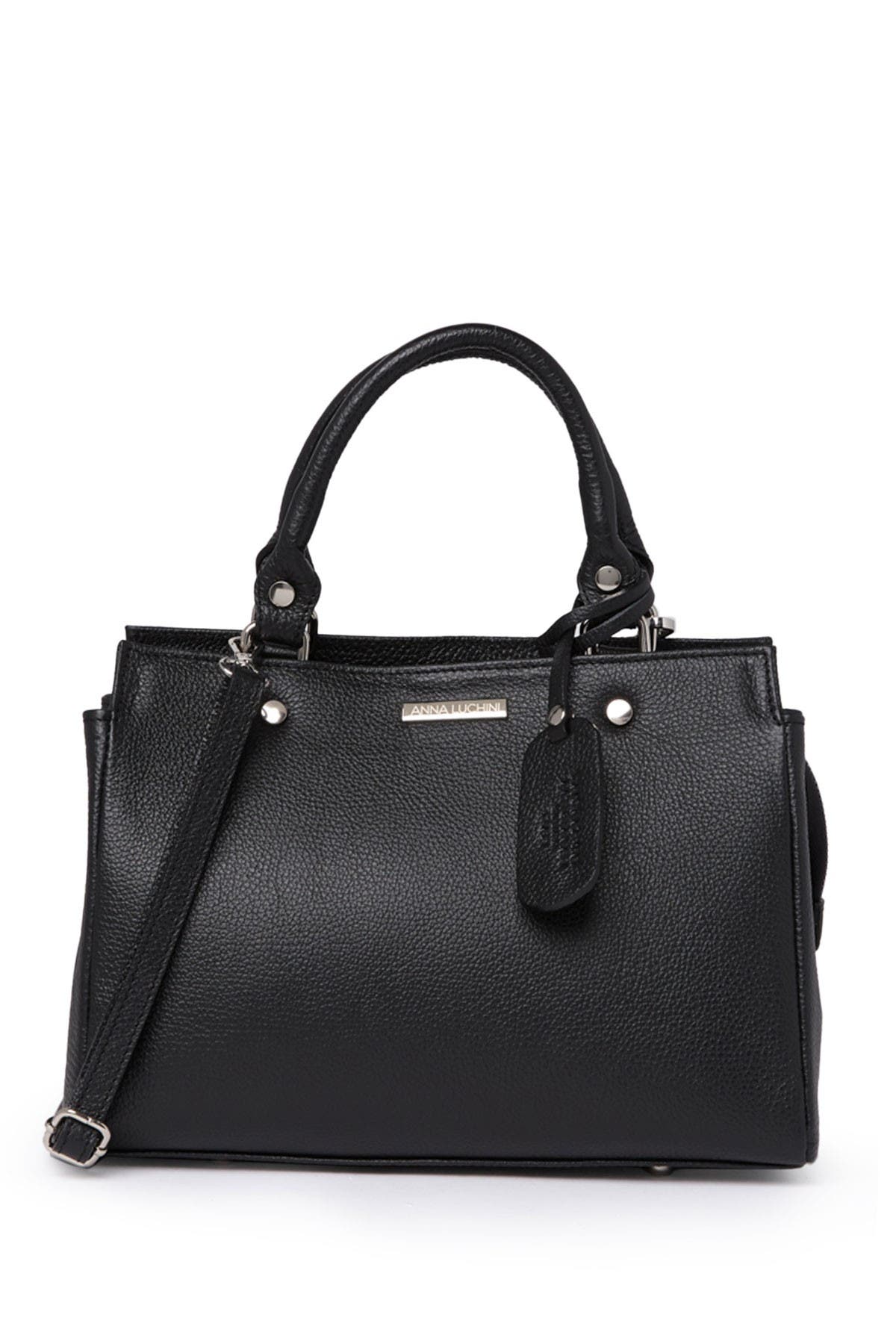 ANNA LUCHINI Pebbled Leather Satchel, Main, color, 