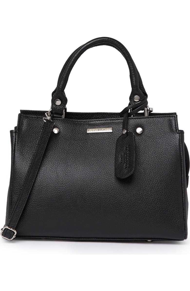 ANNA LUCHINI Pebbled Leather Satchel, Main, color,
