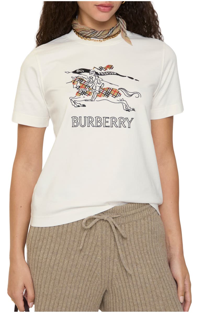 Burberry EKD Sketch Cotton T-shirt, Main, color, Chalk White