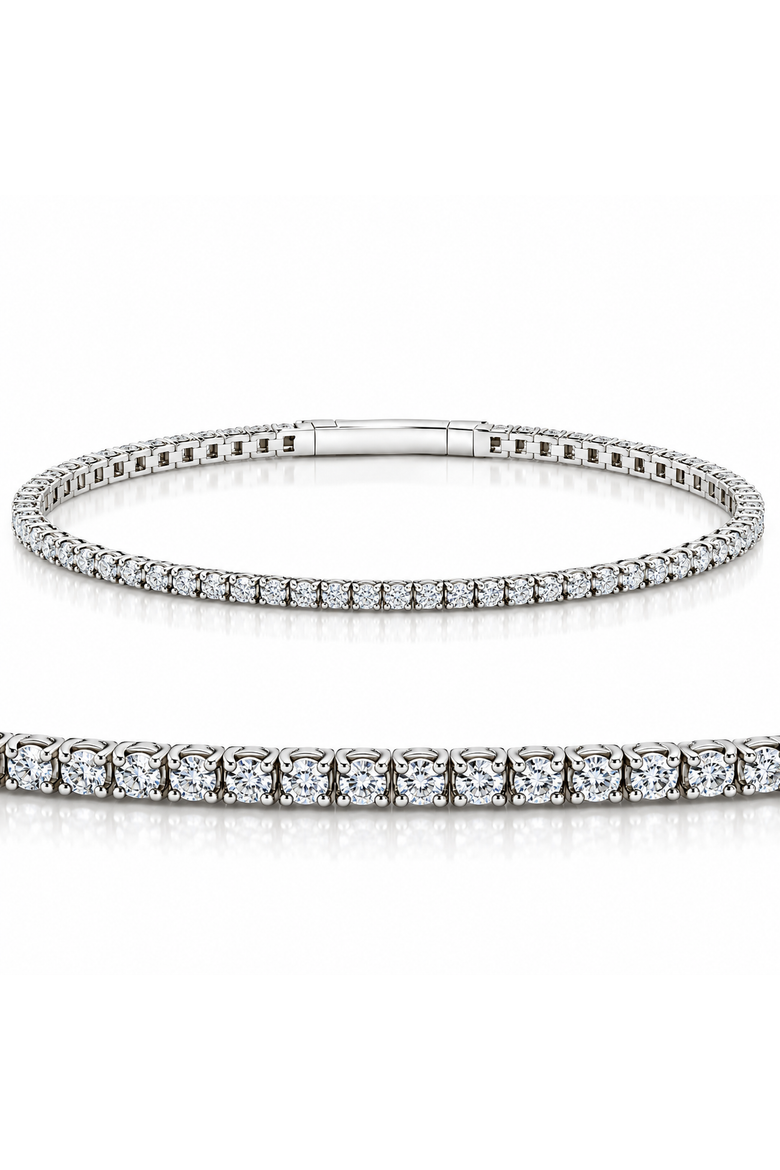 3Ct Round Diamond Flexible Oval Bangle Women's Bracelet 14k Gold Lab Grown, Main, color, 14k White Gold
