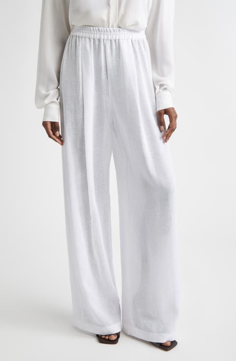 Pleated Wide Leg Linen Pajama Pants