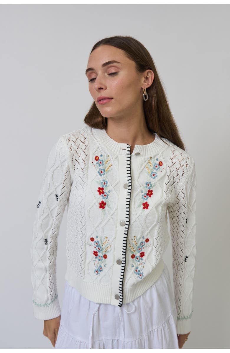 Central Park West Jaden Embroidered Cardi, Alternate, color, Multi