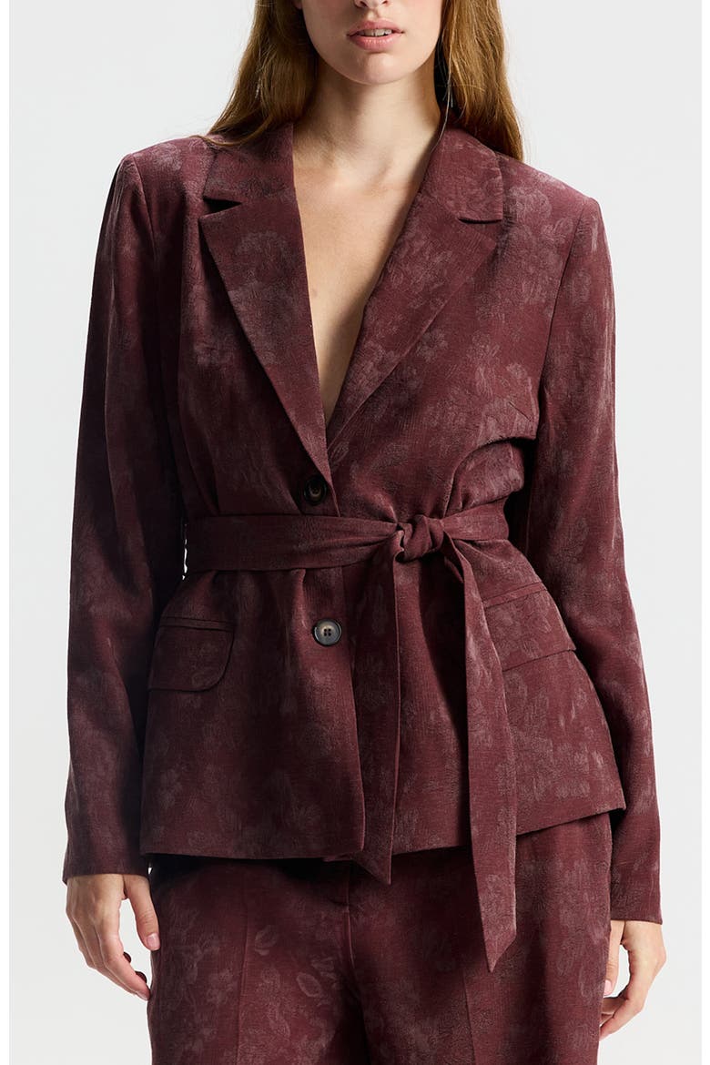 Nihara Waist-tie Tailored Jacket, Main, color, Burgundy Print