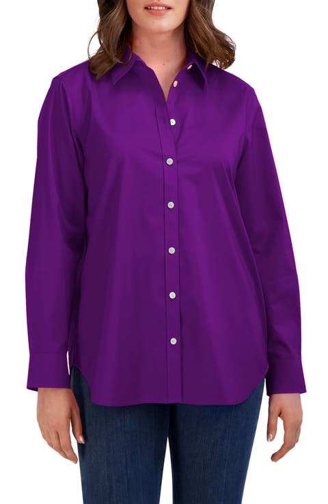 Oversize Cotton Blend Button-Up Shirt