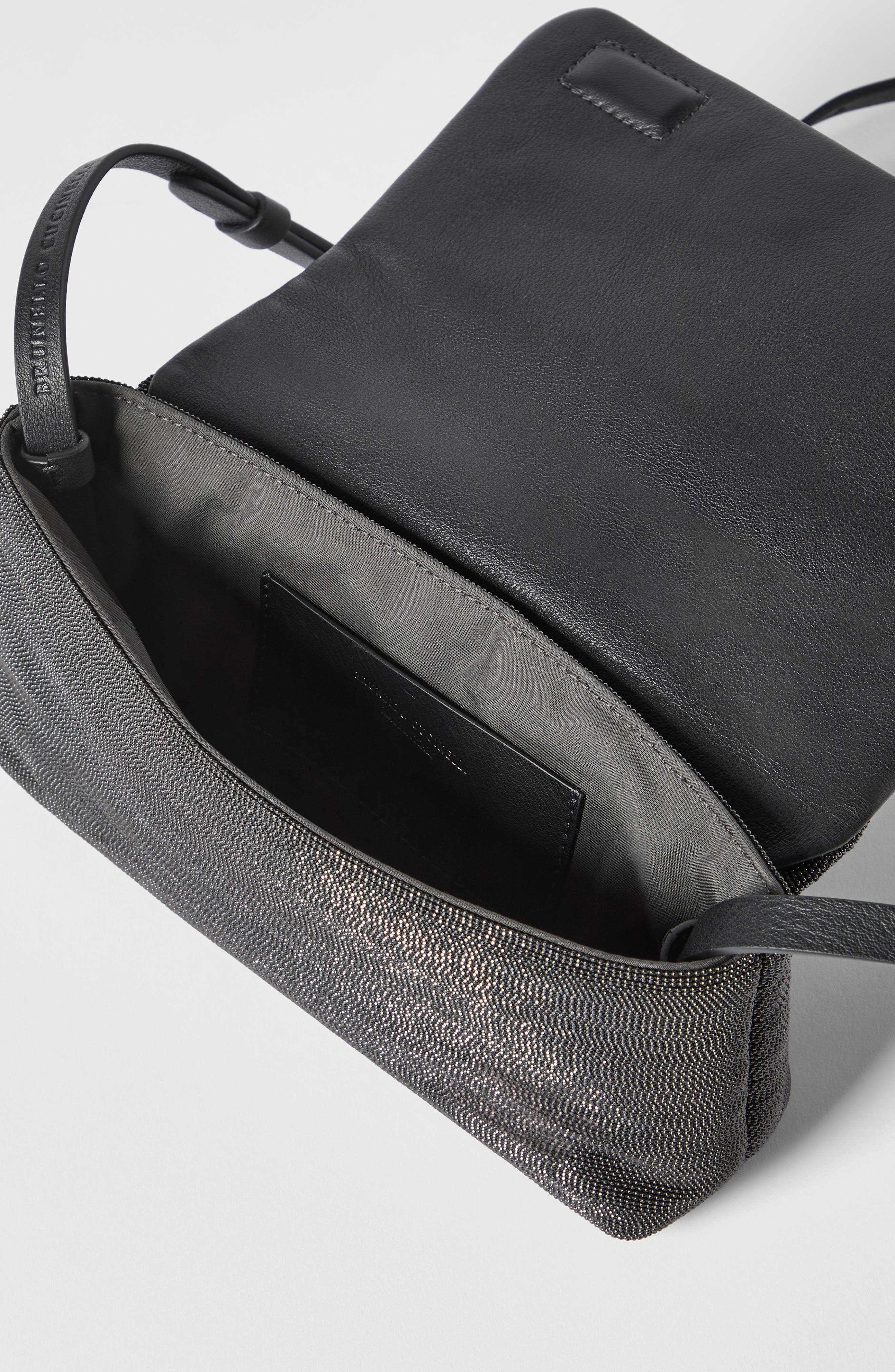 Precious flap bag in grained leather, Alternate, color, Black