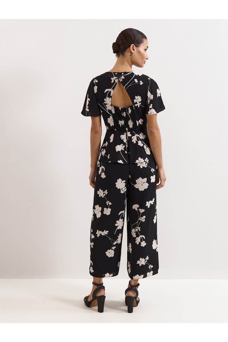 Jolie Floral Jumpsut, Alternate, color, Black/Ivory