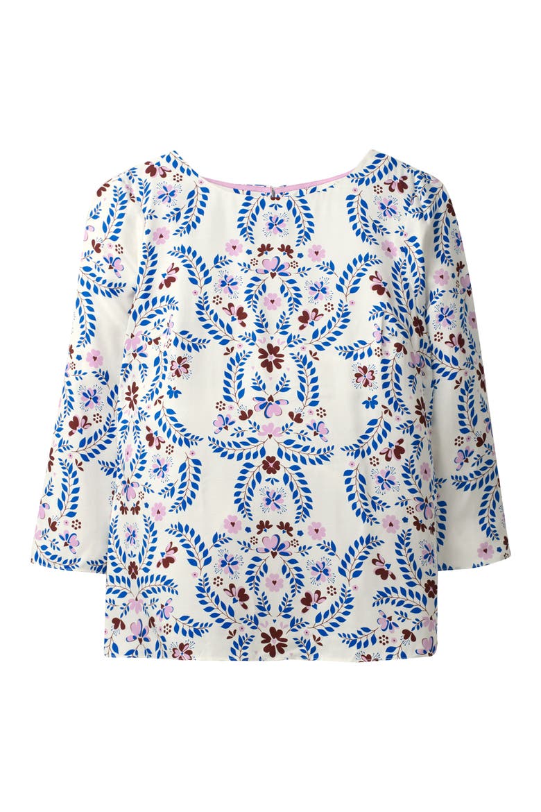 Nadine Printed Top, Alternate, color, IVORY AND BOLD BLUE JOLIE