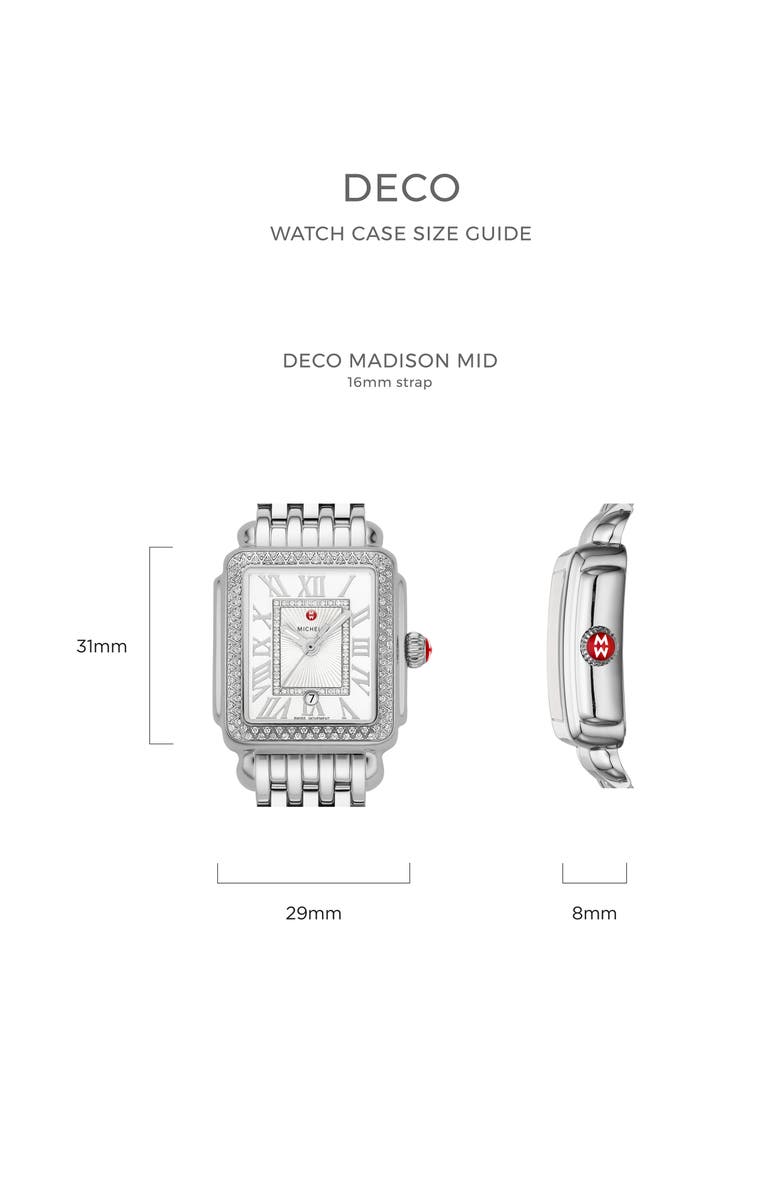 MICHELE Deco Madison Diamond Dial Watch Head, 29mm x 31mm, Alternate, color, 