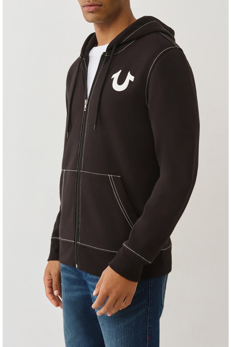 Floating Horseshoe Zip Hoodie, Alternate, color, JET BLACK