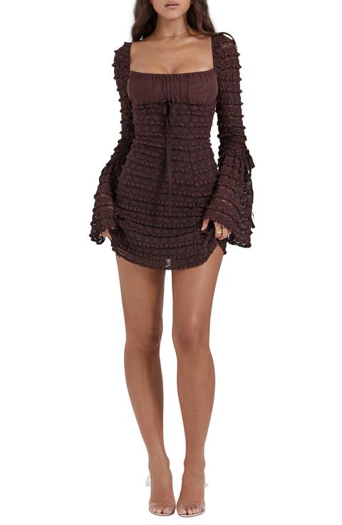 Marisa Ruffle Long Sleeve Tiered Minidress