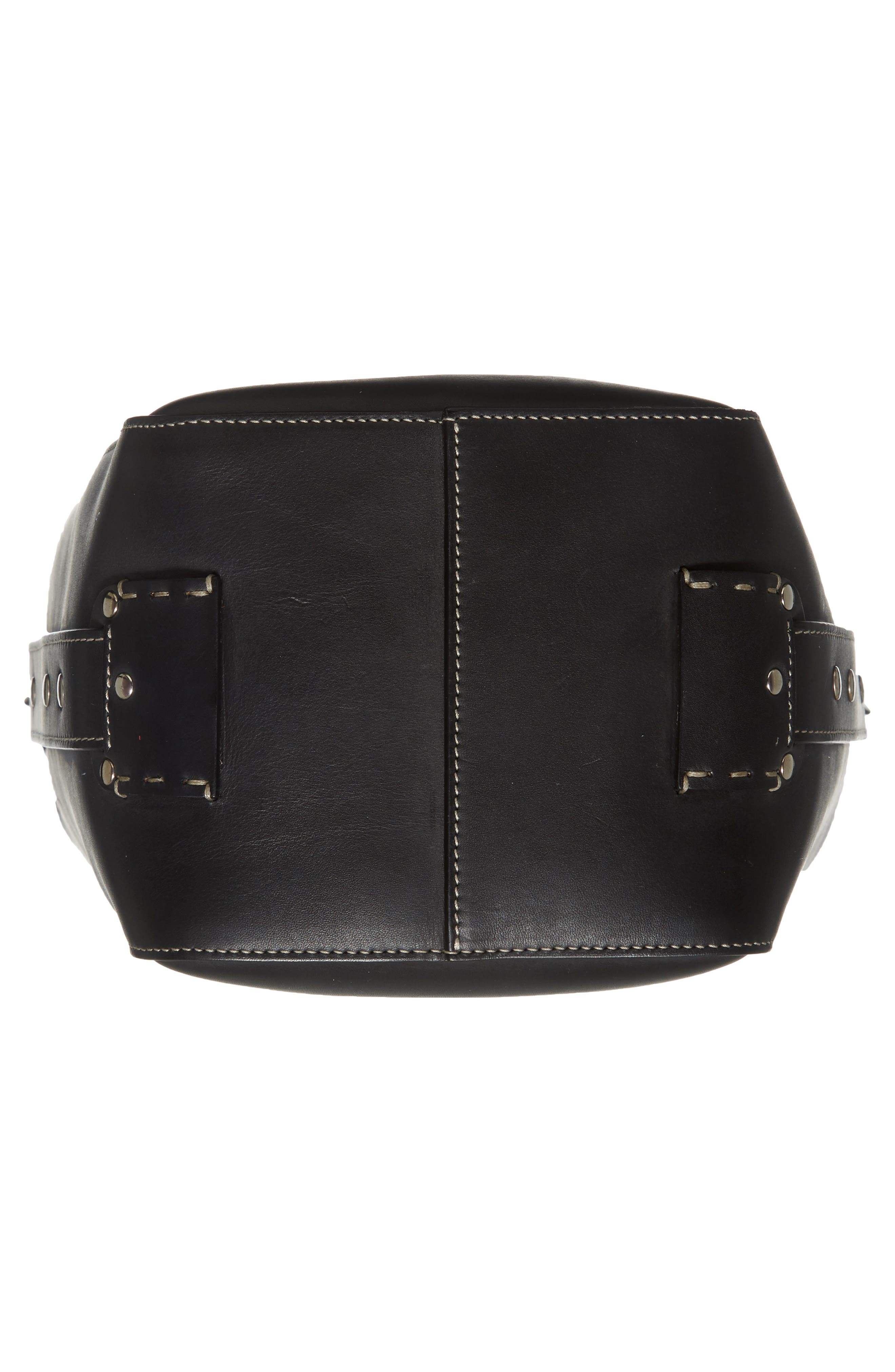 Starlet Leather Bucket Bag, Alternate, color, BLACK