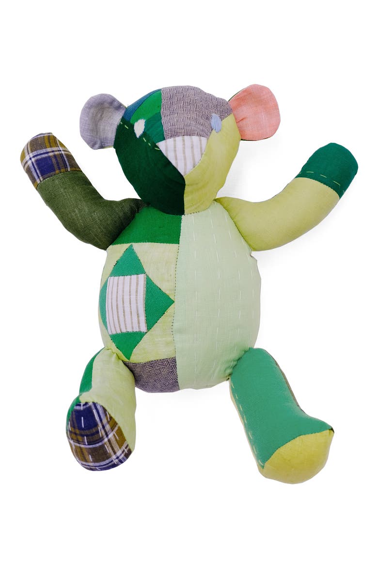 Patchwork Linen Blend Teddy Bear (Limited Edition) (Nordstrom Exclusive), Main, color, MULTI/ GREEN