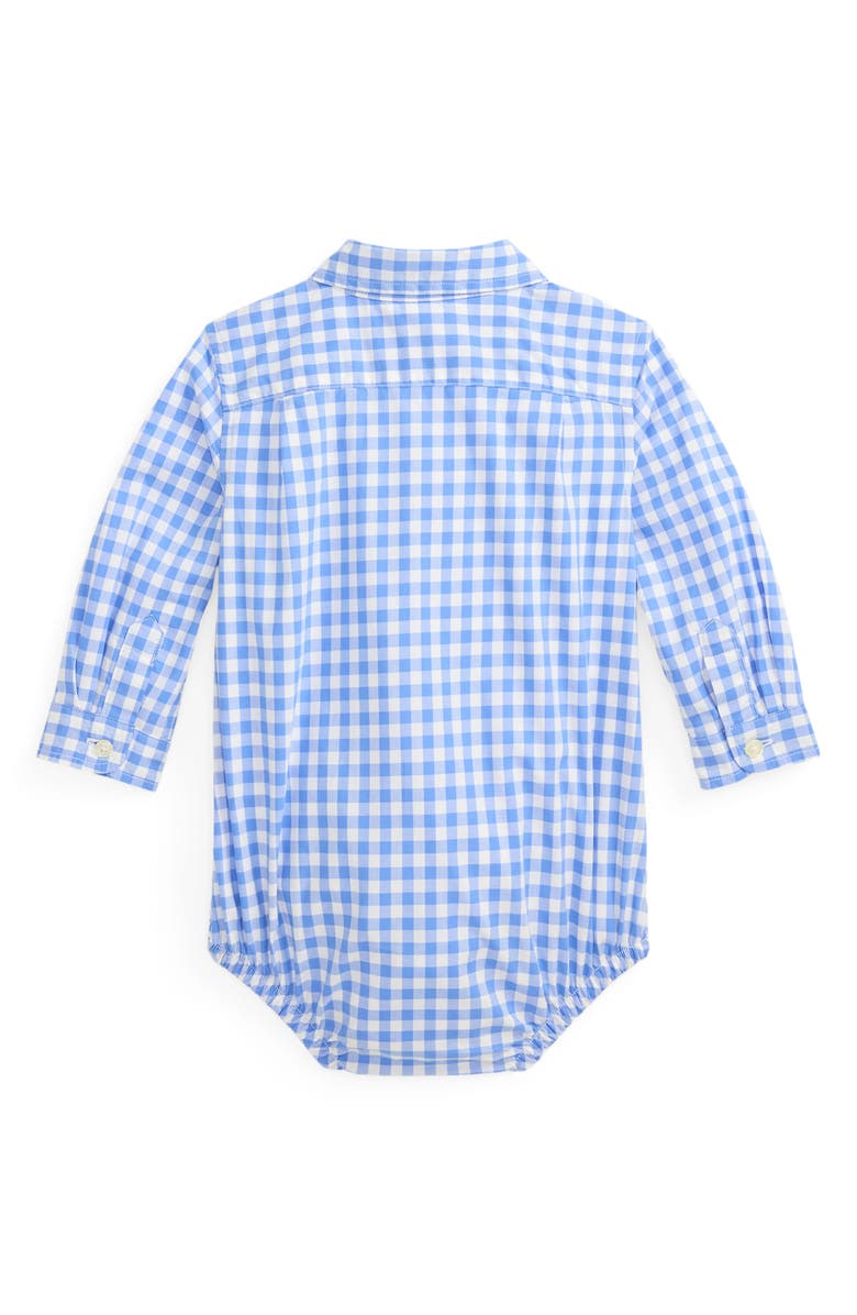 Ralph Lauren Check Cotton Poplin Bodysuit, Alternate, color, Blue White