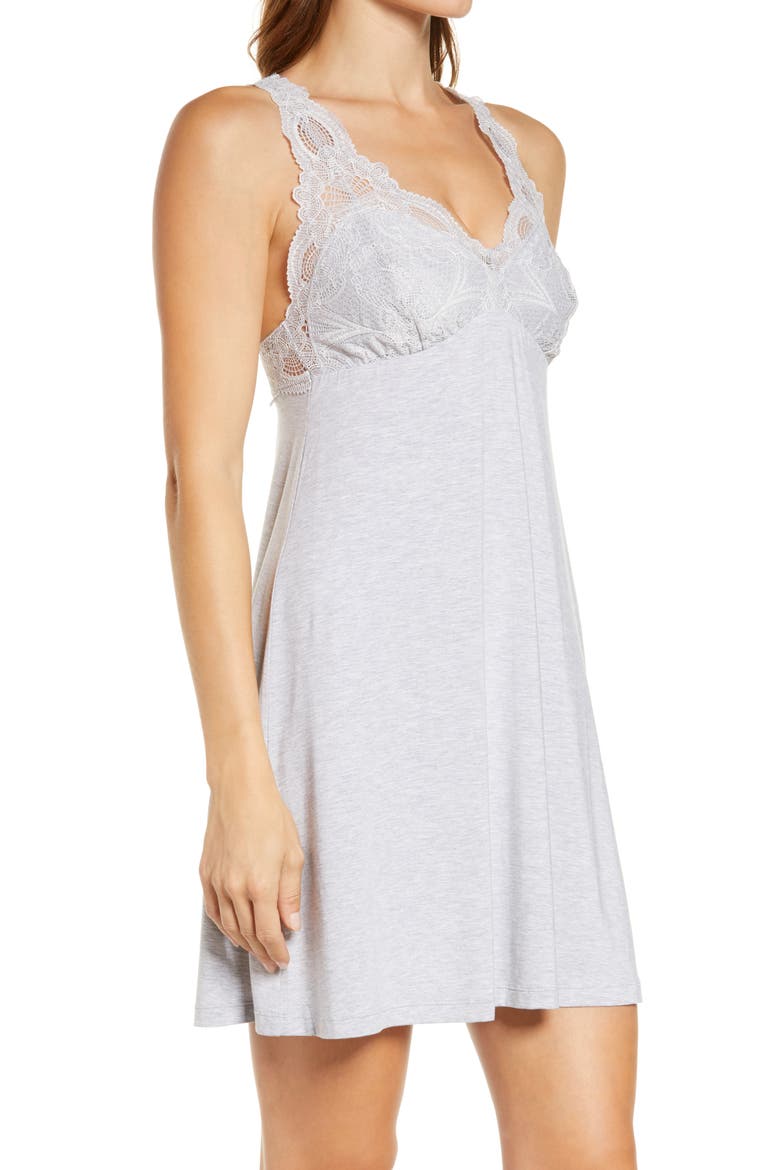 Belle Epoque Lace Chemise, Alternate, color, HEATHER GREY