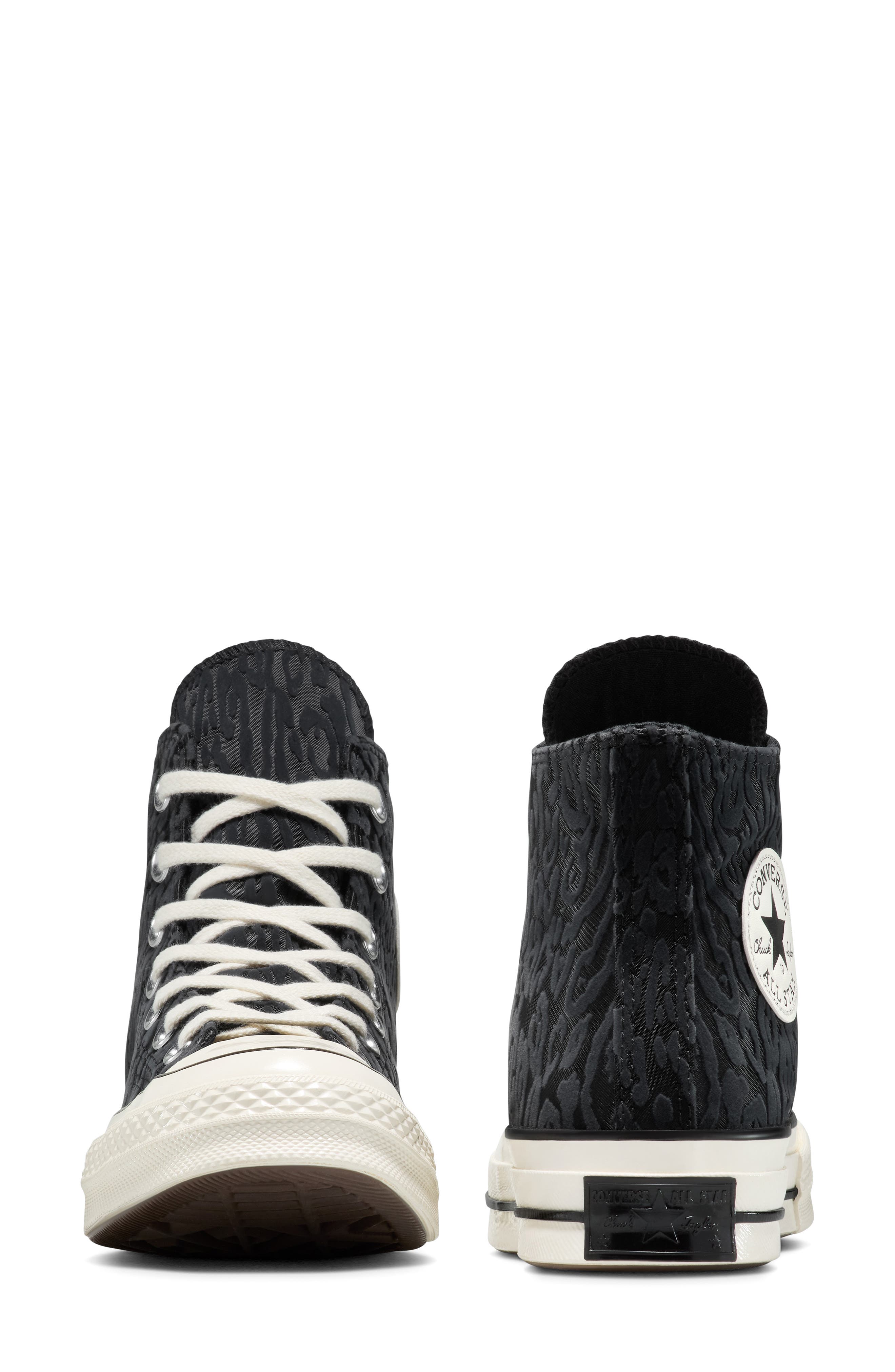 Converse Gender Inclusive Chuck 70 Leopard Flocked Satin Low Top Sneaker, Alternate, color, Black/ Egret/ Total Eclipse