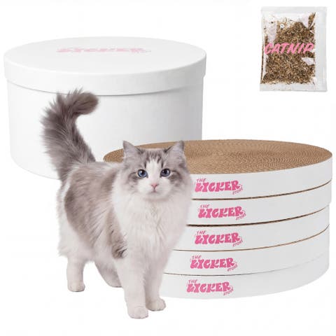 Kate Modern Patterned Cardboard Reversible Cat Scratcher Pad In Box with Catnip
