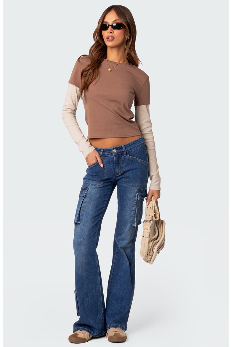 Mood Layered Long Sleeve T-Shirt, Alternate, color, BROWN