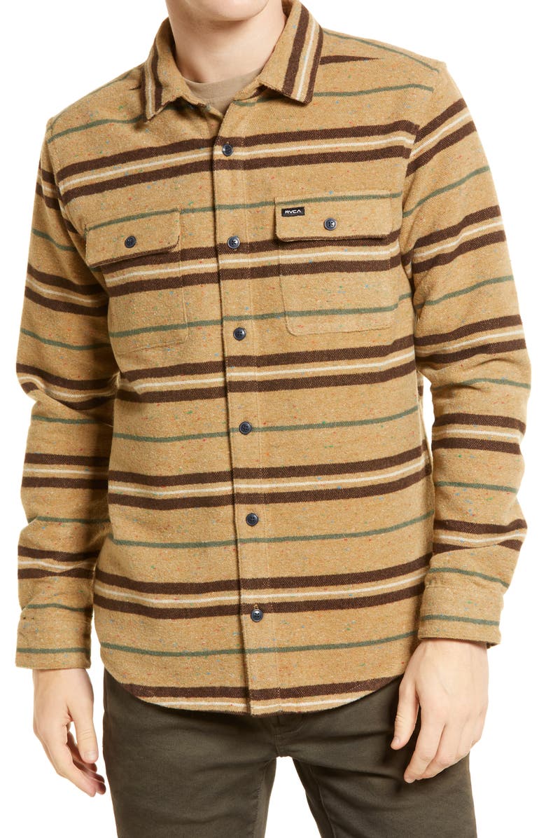 RVCA Blanket Stripe Flannel Button-Up Shirt, Alternate, color,