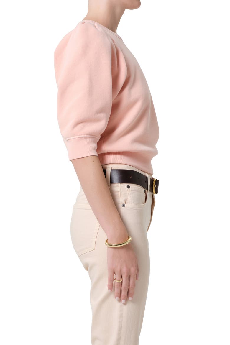 Puff Sleeve Cotton Blend Top, Alternate, color, MELON CREME