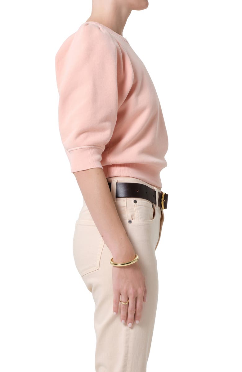 Citizens of Humanity Puff Sleeve Cotton Blend Top, Alternate, color, Melon Creme