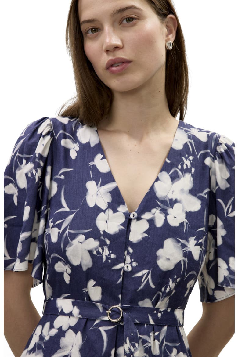 Bea Linen Maxi Dress, Alternate, color, Navy Combo