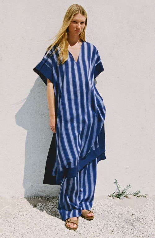 Mango Tunic Lyocell Stripe Two-tone Woven Blue In Blue