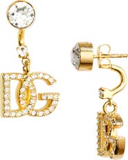 Dolce&Gabbana DG Crystal Logo Drop Back Earrings