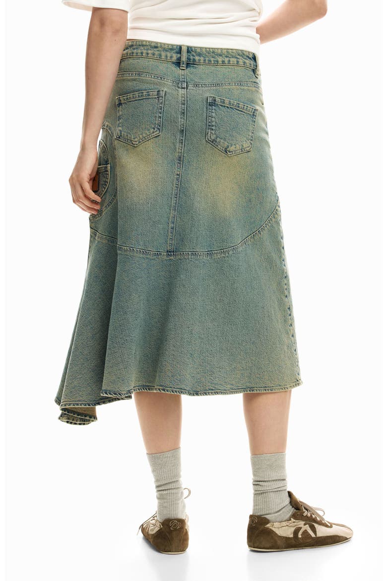 Asymmetric A-Line Denim Skirt, Alternate, color, BLUE