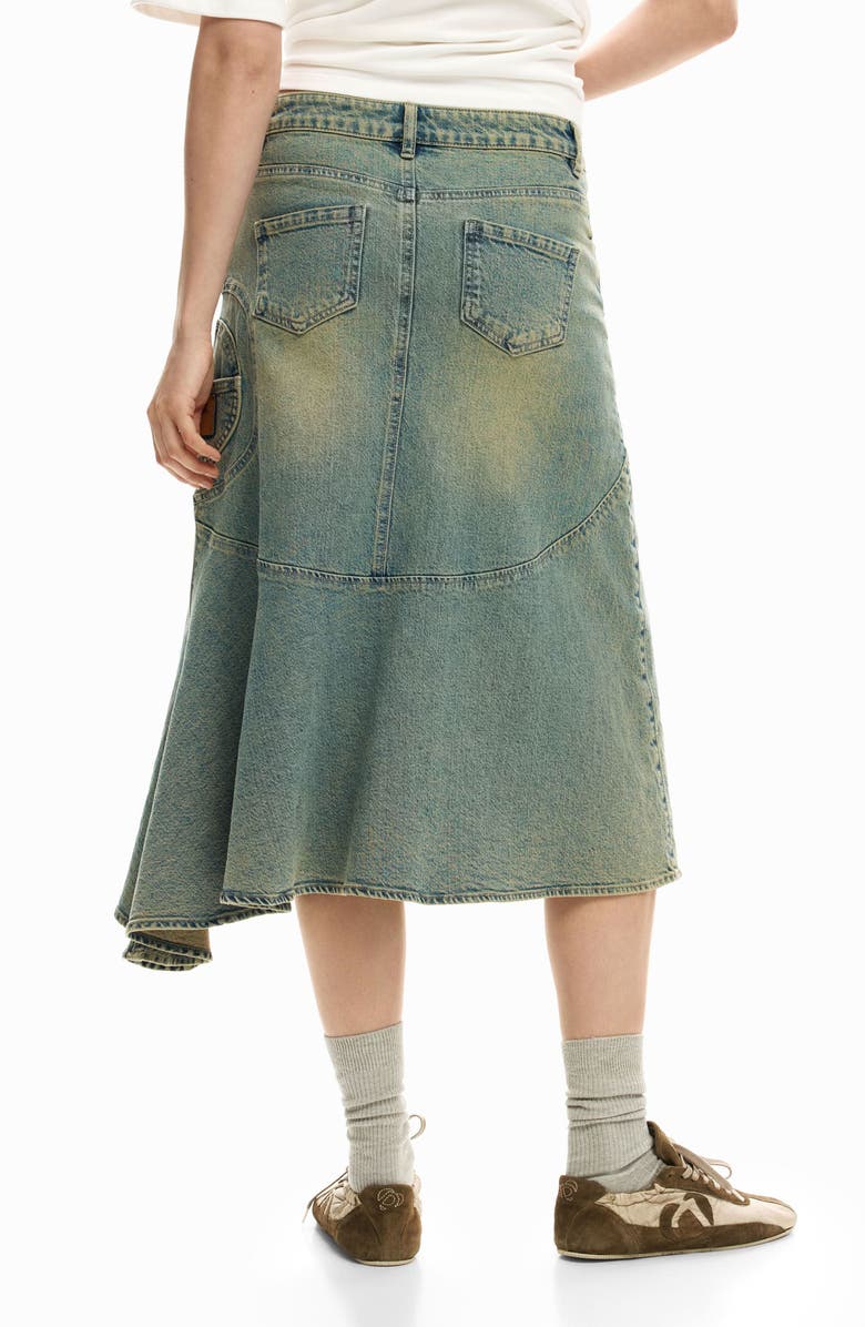 Desigual Asymmetric A-Line Denim Skirt, Alternate, color, Blue