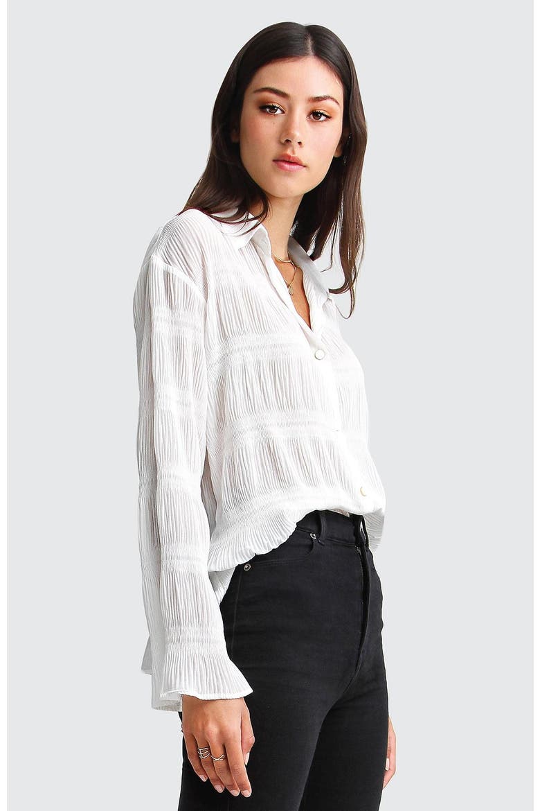Yoko Shirred Chiffon Blouse, Alternate, color, Cream