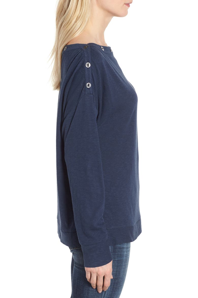 Button Neck Tee, Alternate, color, NAVY INDIGO