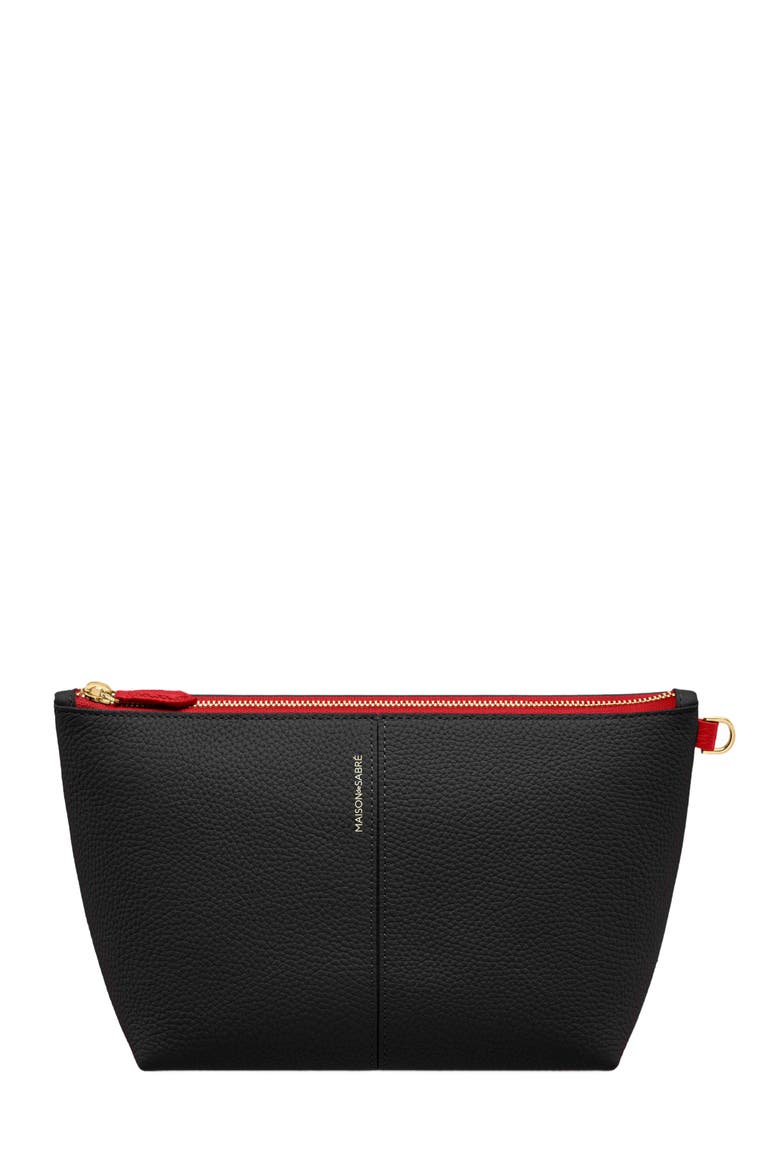 Small Leather Flaire Pouch, Main, color, Rouge Noir