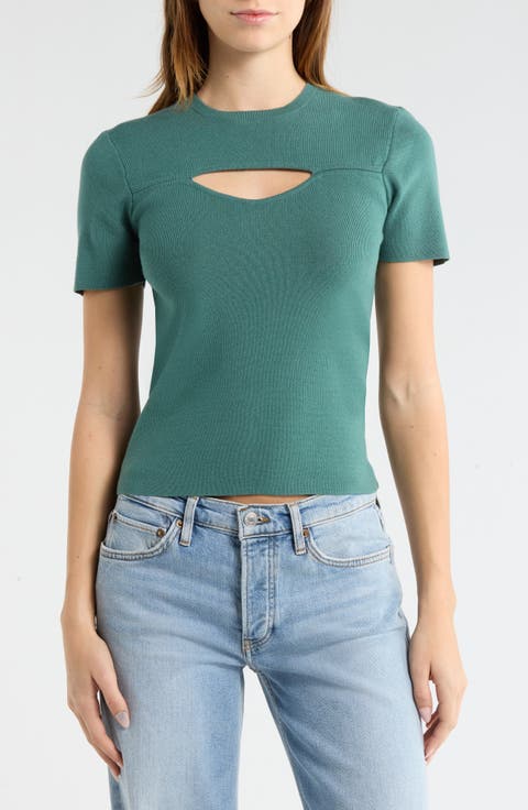 Cutout Short Sleeve Knit Top