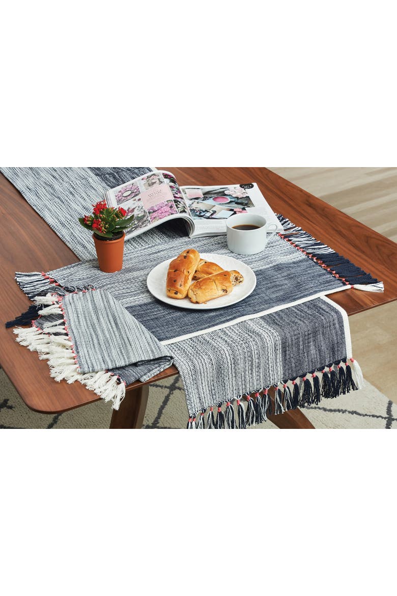 Kerbey Indigo Tasseled Placemats Set of 4, 13" x 19", Alternate, color, Blue