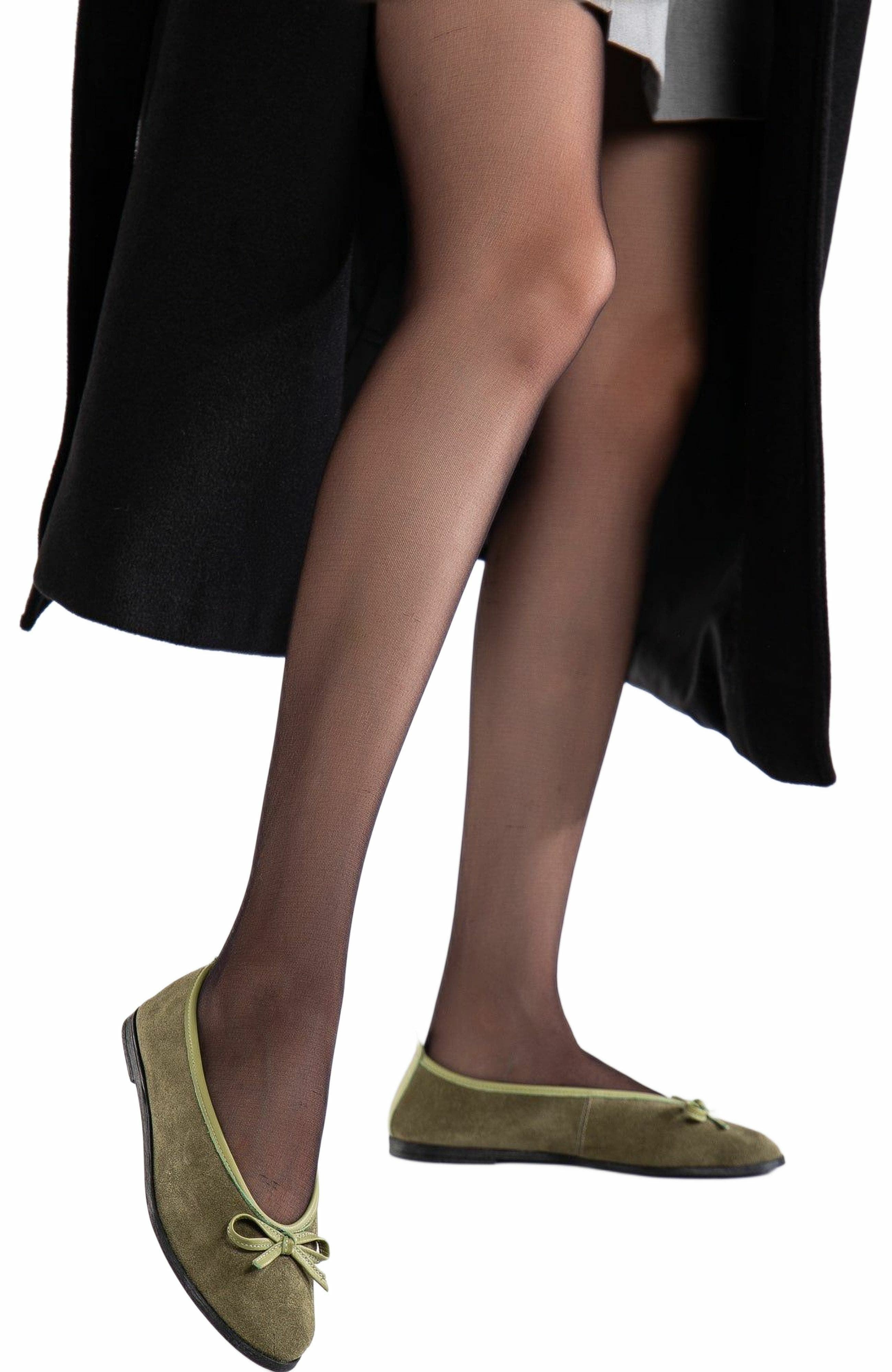 Freya Leather Ballerina Flats, Alternate, color, Khaki Suede Leather