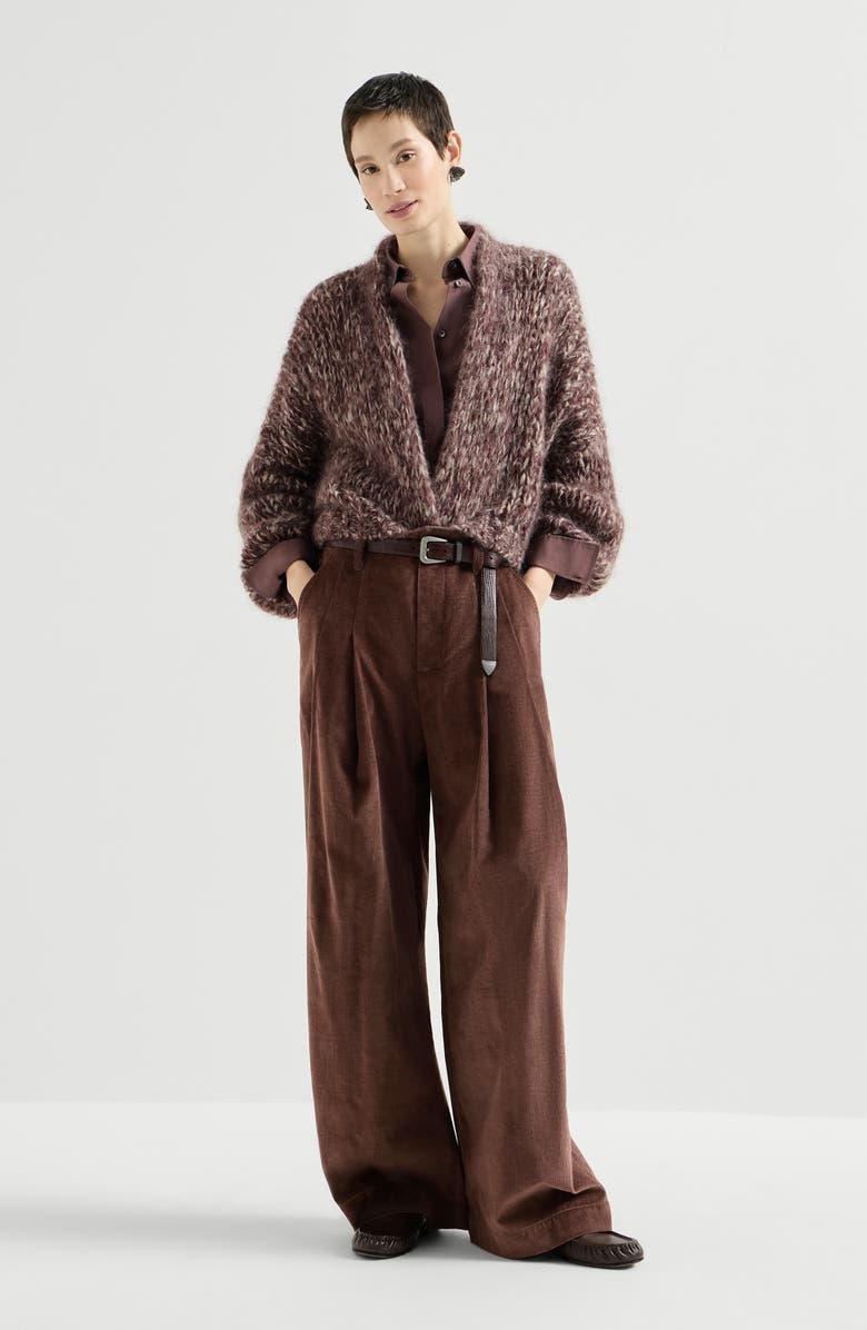 Brunello Cucinelli Malfilé mohair cardigan, Alternate, color, Purple