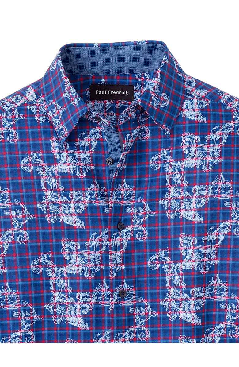 Paul Fredrick Performance Stretch Check Casual Shirt, Alternate, color, Navy/Red