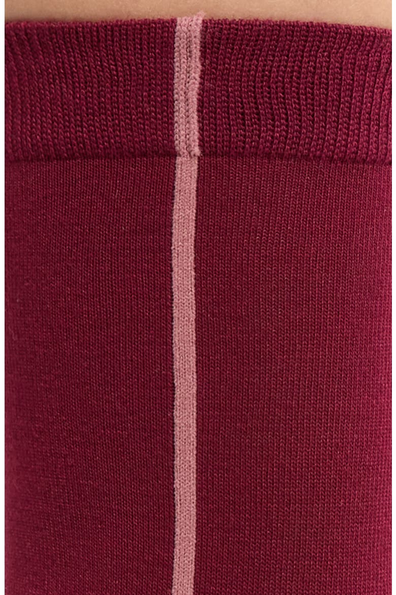 Everyday Flat Knit Crew Socks, Alternate, color, BURGUNDY- PINK