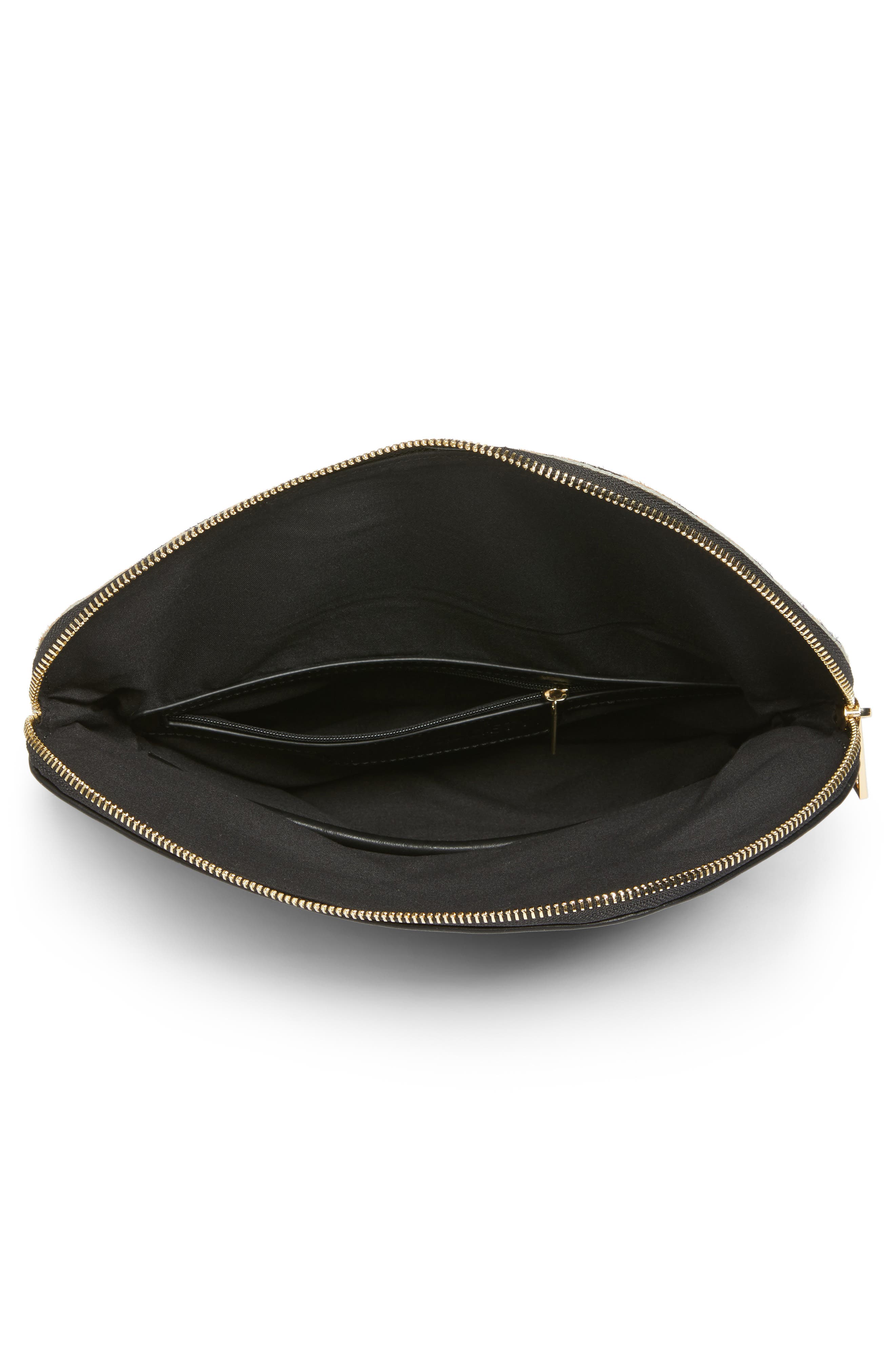 Tamika Genuine Calf Hair & Faux Leather Foldover Clutch, Alternate, color, LEOPARD